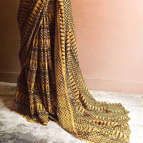 Mustard colour Georgette sarees