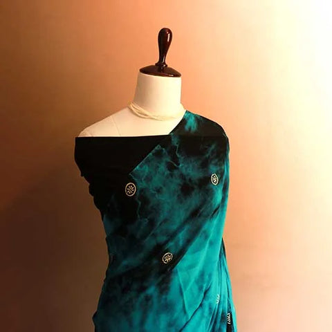 Blue and black Tie and Die saree Georgette saree