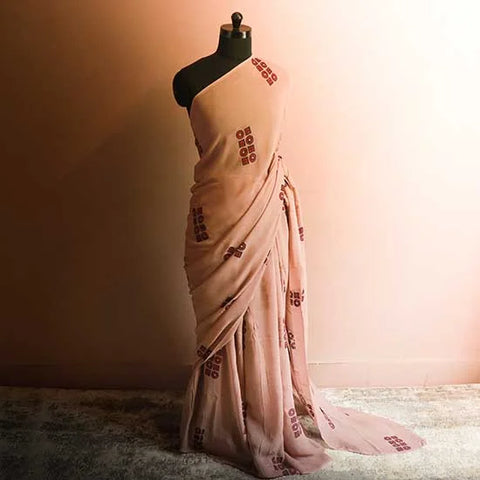 Pastel Peach shaded Georgette sarees