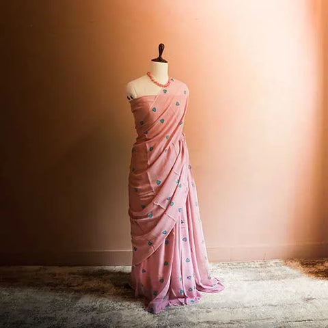 Peach colour Georgette saree