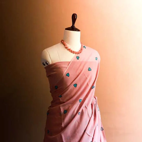 Peach colour Georgette saree