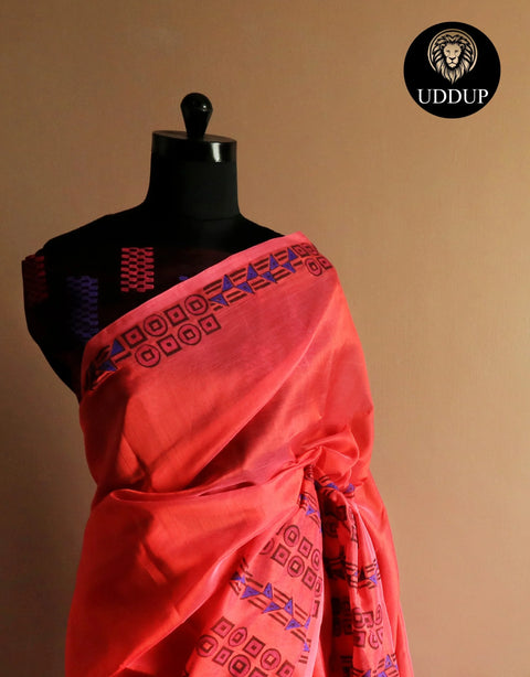 Pure Handloom Bright Pink Silk Cotton Saree