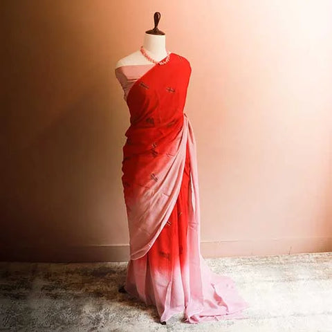 Red Georgette saree