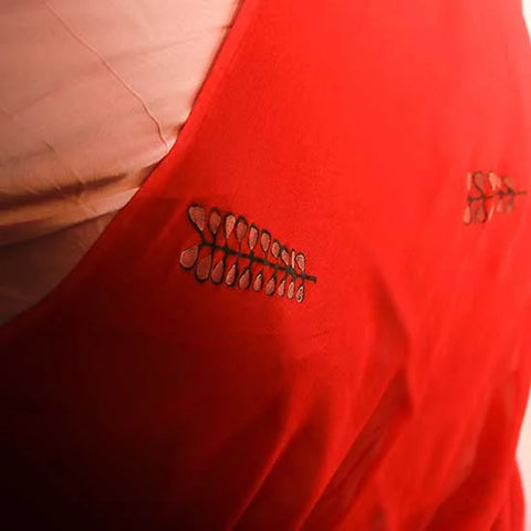 Red Georgette saree