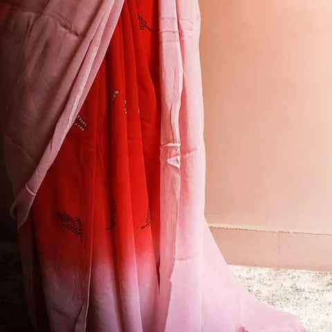 Red Georgette saree