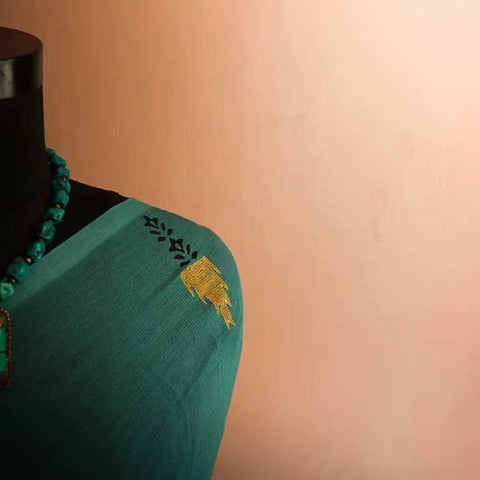 Pastel Blue shade Designer Mul cotton saree