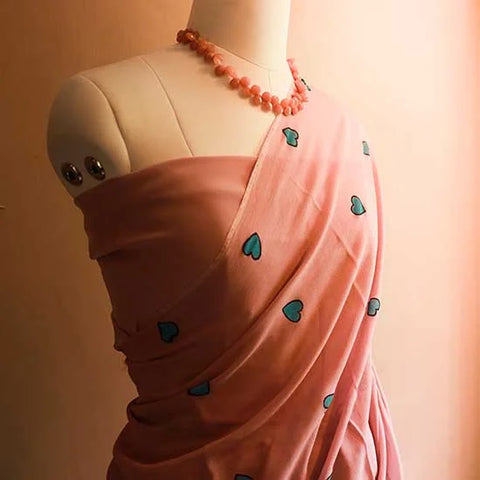 Peach colour Georgette saree