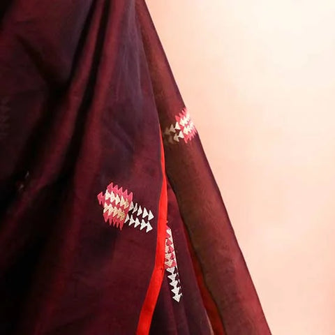 Pure Handloom Brown Silk Cotton Saree