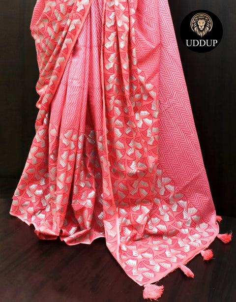 Pink Mul Cotton Saree