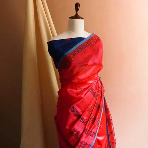 Pure Handloom Rani Pink Silk Cotton Saree