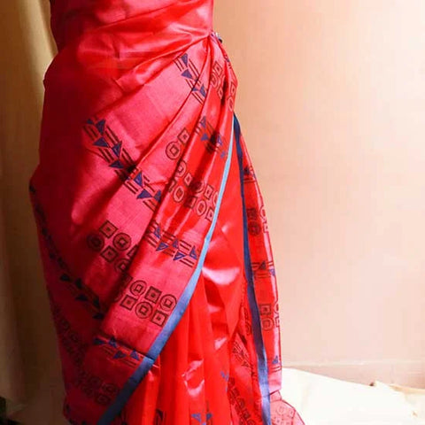 Pure Handloom Rani Pink Silk Cotton Saree