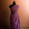 Purple colour designer block printed Mul Cotton saree