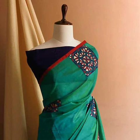 Pure Green Handloom Silk Cotton Saree