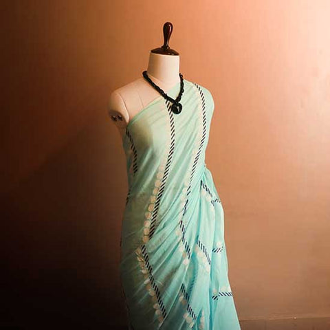 Sky blue Colour Pure Designer Mul cotton saree
