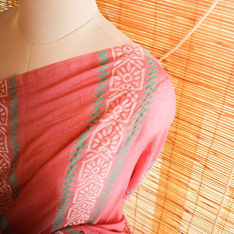 Peach colour designer Mul cotton saree