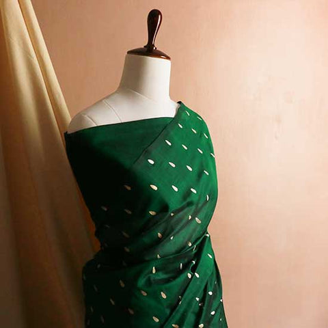 Pure Bottle Green Handloom Silk Cotton Saree