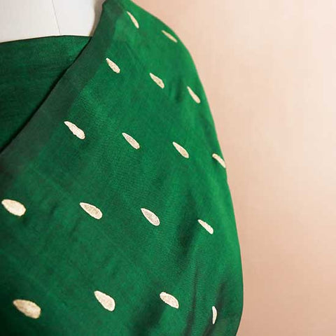 Pure Bottle Green Handloom Silk Cotton Saree