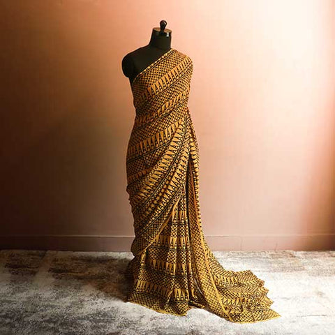 Mustard colour Georgette sarees