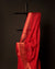 Crimson Elegance Red Kota Cotton Zari Printed Saree, Top side close up