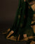 Emerald Enchantment Green Kota Cotton Zari Printed Saree, Bottom side close up
