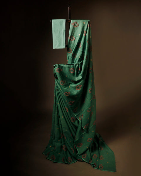 Light Green Kota Cotton Saree, Full size