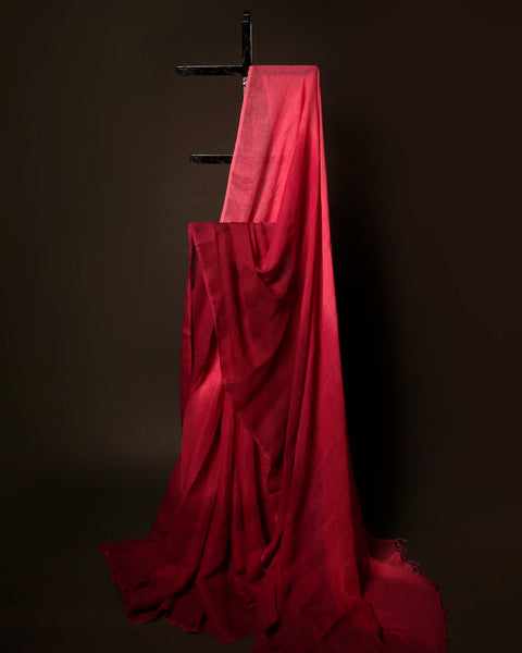 Mystic Blush Pink and Maroon Linen Shaded Saree