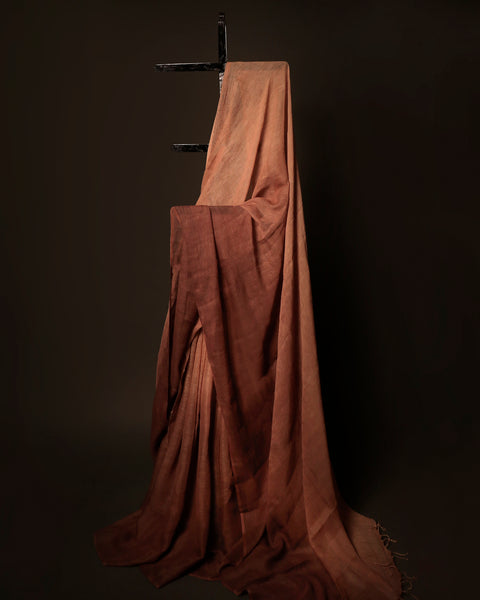 Earthen Elegance Beige and Brown Linen Shaded Saree