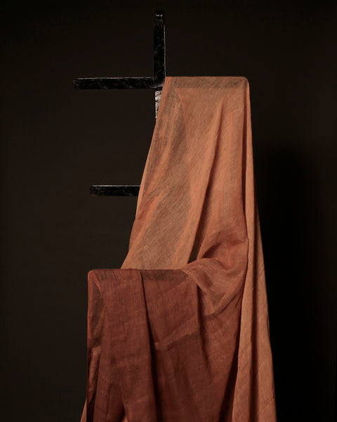 Earthen Elegance Beige and Brown Linen Shaded Saree