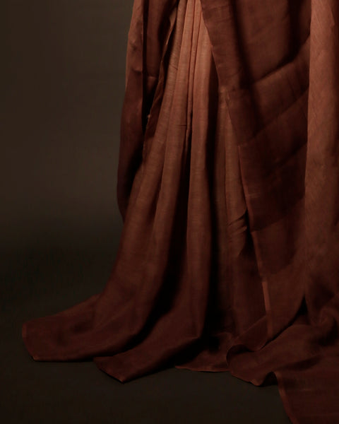 Earthen Elegance Beige and Brown Linen Shaded Saree