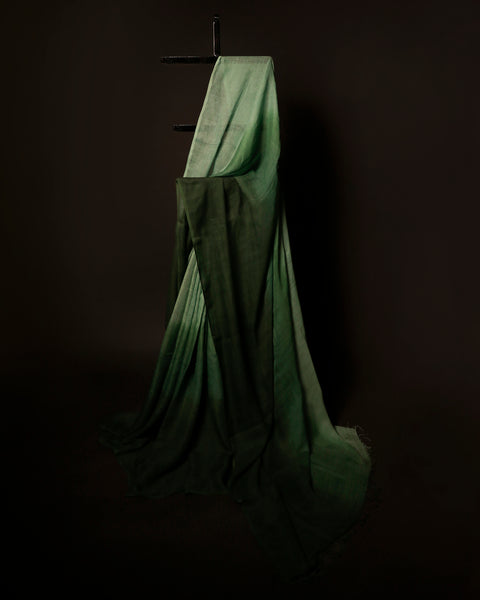 Emerald Enchantment Light Green and Dark Green Linen Shaded Saree
