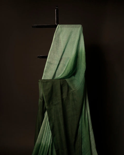 Emerald Enchantment Light Green and Dark Green Linen Shaded Saree