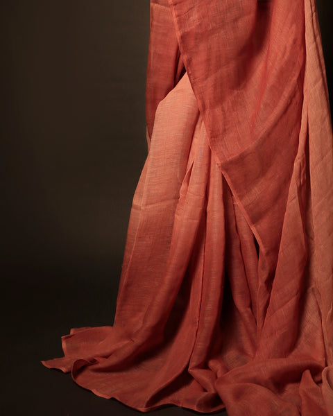 Barely Beige Linen Shaded Saree
