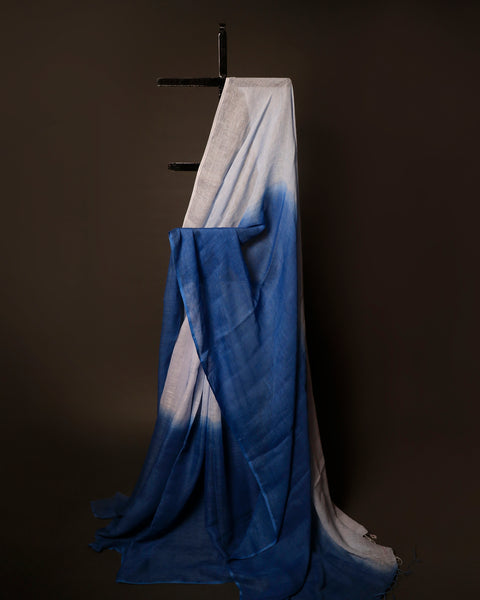 Slate Serenity Grey and Blue Linen Shaded Saree