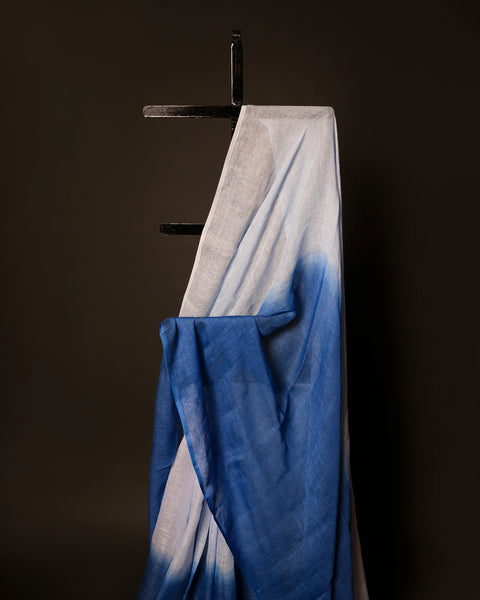 Slate Serenity Grey and Blue Linen Shaded Saree