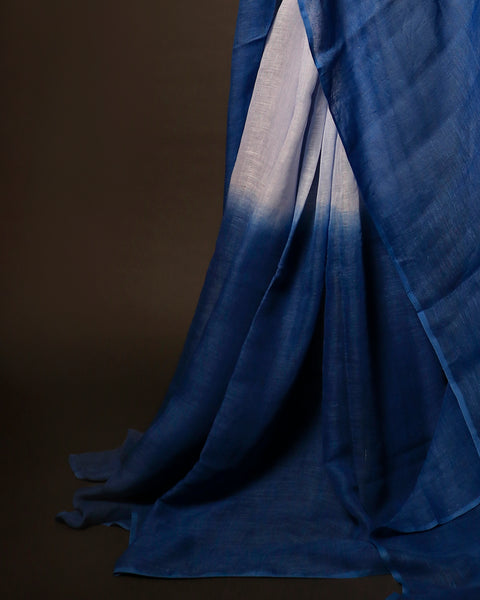 Slate Serenity Grey and Blue Linen Shaded Saree