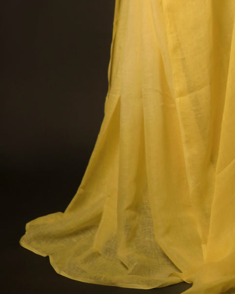 Golden Glow Yellow Linen Shaded Saree