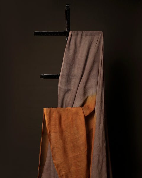 Sandalwood Serenity Light Brown and Sandal Linen Shaded Saree