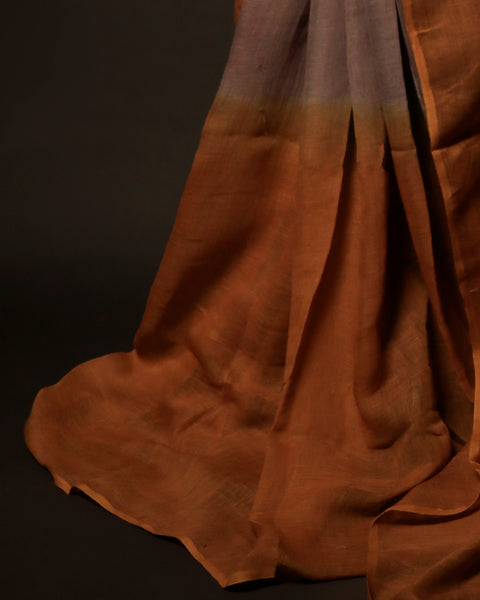 Sandalwood Serenity Light Brown and Sandal Linen Shaded Saree