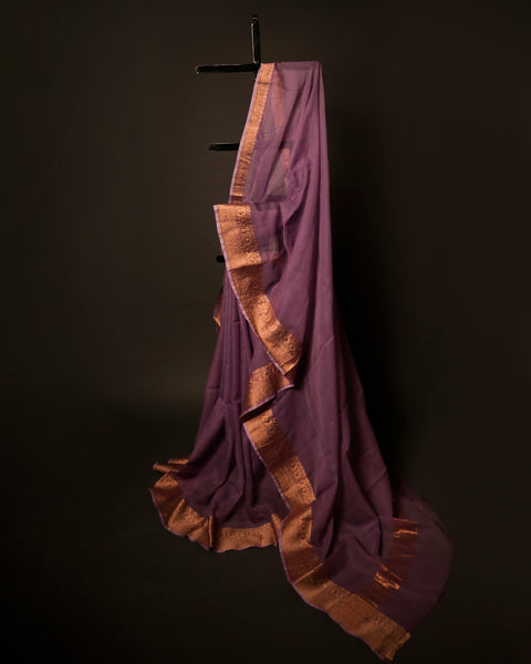 Majestic Magenta Magenta Kota Cotton Zari Plain Saree, full size shot