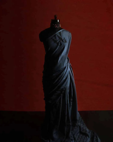 Plain Gray Colour Fancy H S Silk Saree, Full size