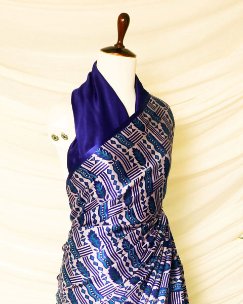 Pure Handloom Berry Blue Gaji Silk Saree