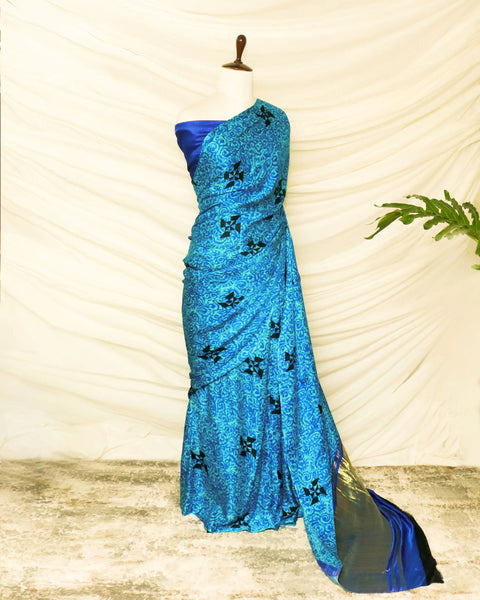 Pure Handloom Blue Gaji Silk Saree