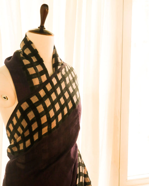 Pure Handloom Purple Linen Saree