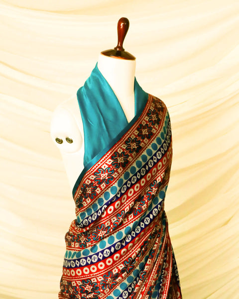 Pure Handloom Brown with Blue Gaji Silk Saree