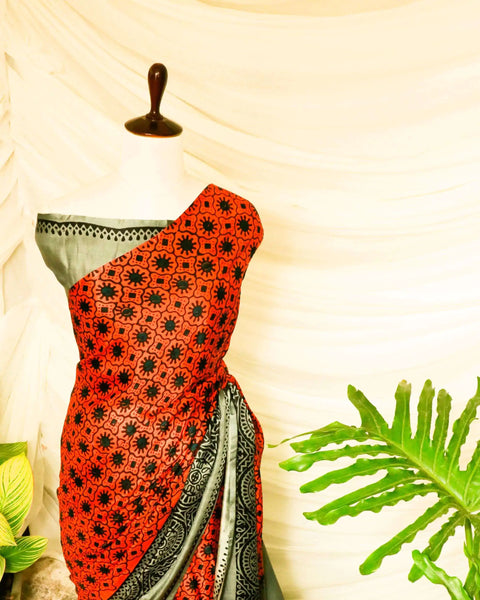 Pure Handloom Candy Red Gaji Silk Saree