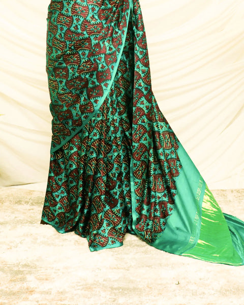 Pure Handloom Dark Green Gaji Silk Saree