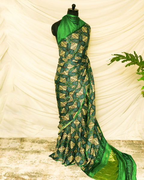 Pure Handloom Green Gaji Silk Saree