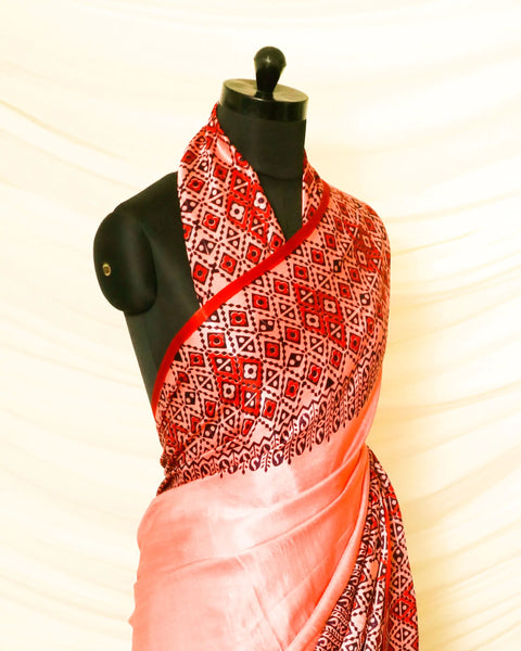 Pure Handloom Peach Gaji Silk Saree
