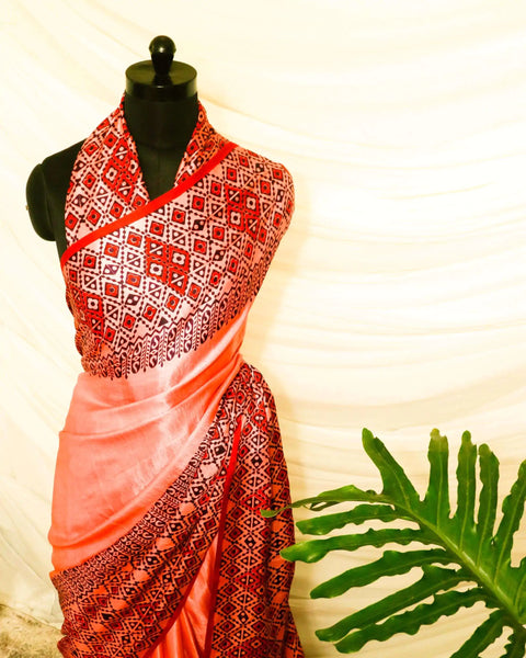 Pure Handloom Peach Gaji Silk Saree