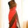 Pure Handloom Peach Linen Saree